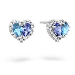 Blue Topaz Halo 14K White Gold earrings E7008