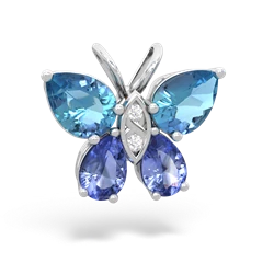 Blue Topaz Butterfly 14K White Gold pendant P2215