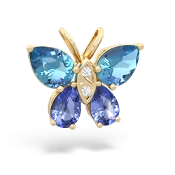 Blue Topaz Butterfly 14K Yellow Gold pendant P2215