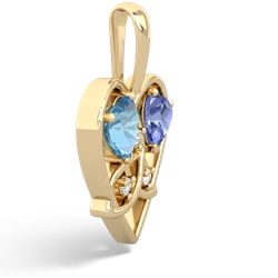 Blue Topaz Celtic Trinity Heart 14K Yellow Gold pendant P5331