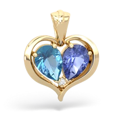 Blue Topaz Two Become One 14K Yellow Gold pendant P5330