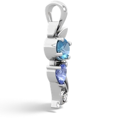 Blue Topaz Kitten 14K White Gold pendant P5780