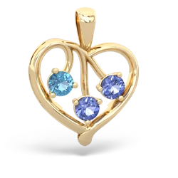 Blue Topaz Glowing Heart 14K Yellow Gold pendant P2233