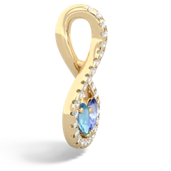 Blue Topaz Pave Twist 'One Heart' 14K Yellow Gold pendant P5360