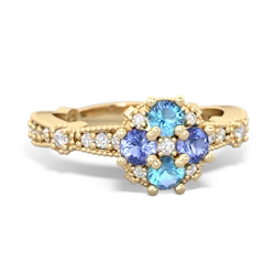 Blue Topaz Sparkling Tiara Cluster 14K Yellow Gold ring R26293RD