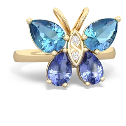 Blue Topaz Butterfly 14K Yellow Gold ring R2215