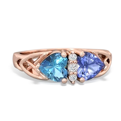 Blue Topaz Celtic Knot Double Heart 14K Rose Gold ring R5040