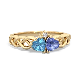 Blue Topaz Heart To Heart Braid 14K Yellow Gold ring R5870