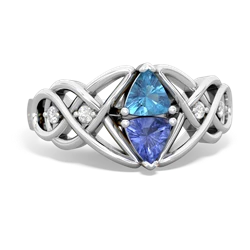 Blue Topaz Keepsake Celtic Knot 14K White Gold ring R5300