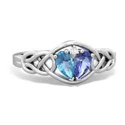 Blue Topaz Celtic Love Knot 14K White Gold ring R5420