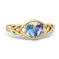 Blue Topaz Celtic Love Knot 14K Yellow Gold ring R5420