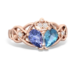 Blue Topaz 'One Heart' Celtic Knot Claddagh 14K Rose Gold ring R5322