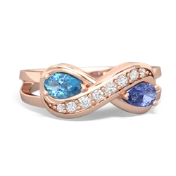 Blue Topaz Diamond Infinity 14K Rose Gold ring R5390