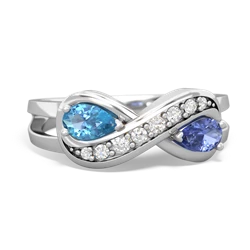 Blue Topaz Diamond Infinity 14K White Gold ring R5390