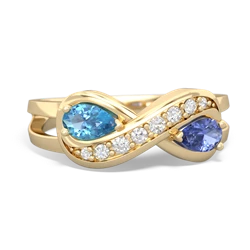 Blue Topaz Diamond Infinity 14K Yellow Gold ring R5390