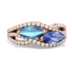 Blue Topaz Diamond Rivers 14K Rose Gold ring R3070