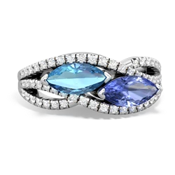 Blue Topaz Diamond Rivers 14K White Gold ring R3070