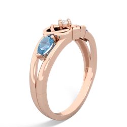 Blue Topaz Hearts Intertwined 14K Rose Gold ring R5880