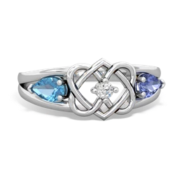 Blue Topaz Hearts Intertwined 14K White Gold ring R5880