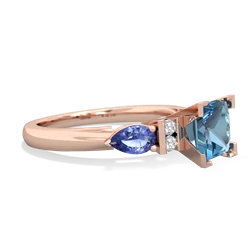 Blue Topaz 6Mm Princess Eternal Embrace Engagement 14K Rose Gold ring C2002