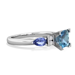 Blue Topaz 6Mm Princess Eternal Embrace Engagement 14K White Gold ring C2002