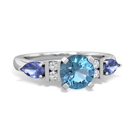 Blue Topaz 6Mm Round Eternal Embrace Engagement 14K White Gold ring R2005