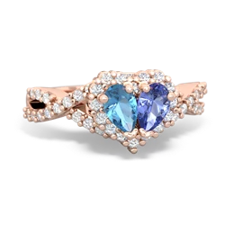 Blue Topaz Diamond Twist 'One Heart' 14K Rose Gold ring R2640HRT