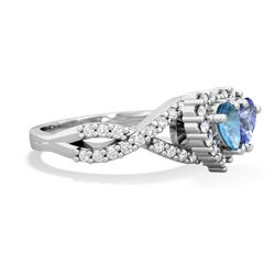 Blue Topaz Diamond Twist 'One Heart' 14K White Gold ring R2640HRT