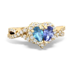 Blue Topaz Diamond Twist 'One Heart' 14K Yellow Gold ring R2640HRT