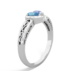 Blue Topaz Filligree 'One Heart' 14K White Gold ring R5070