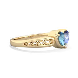 Blue Topaz Filligree 'One Heart' 14K Yellow Gold ring R5070