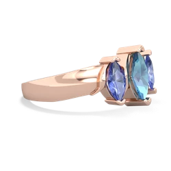 Blue Topaz Three Peeks 14K Rose Gold ring R2433