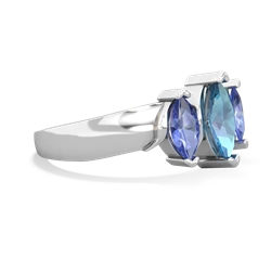 Blue Topaz Three Peeks 14K White Gold ring R2433