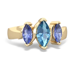 Blue Topaz Three Peeks 14K Yellow Gold ring R2433