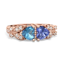 Blue Topaz Diamond Butterflies 14K Rose Gold ring R5601