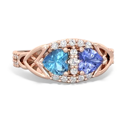 Blue Topaz Sparkling Celtic Knot 14K Rose Gold ring R2645