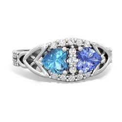 Blue Topaz Sparkling Celtic Knot 14K White Gold ring R2645