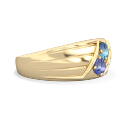 Blue Topaz Men's Streamline 14K Yellow Gold ring R0460