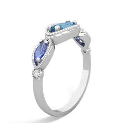 Blue Topaz Milgrain Marquise 14K White Gold ring R5700