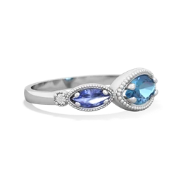 Blue Topaz Milgrain Marquise 14K White Gold ring R5700