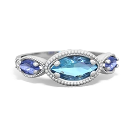 Blue Topaz Milgrain Marquise 14K White Gold ring R5700