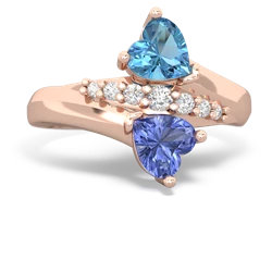 Blue Topaz Heart To Heart 14K Rose Gold ring R2064