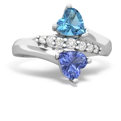 Blue Topaz Heart To Heart 14K White Gold ring R2064