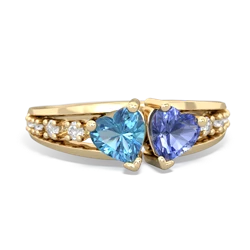 Blue Topaz Heart To Heart 14K Yellow Gold ring R3342