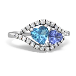 Blue Topaz Mother And Child 14K White Gold ring R3010