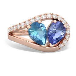 Blue Topaz Nestled Heart Keepsake 14K Rose Gold ring R5650