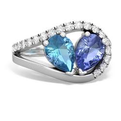 Blue Topaz Nestled Heart Keepsake 14K White Gold ring R5650