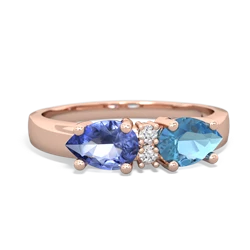 Blue Topaz Pear Bowtie 14K Rose Gold ring R0865