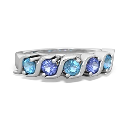 Blue Topaz Anniversary Band 14K White Gold ring R2089