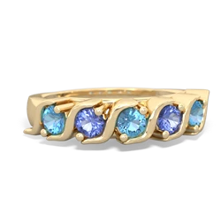 Blue Topaz Anniversary Band 14K Yellow Gold ring R2089